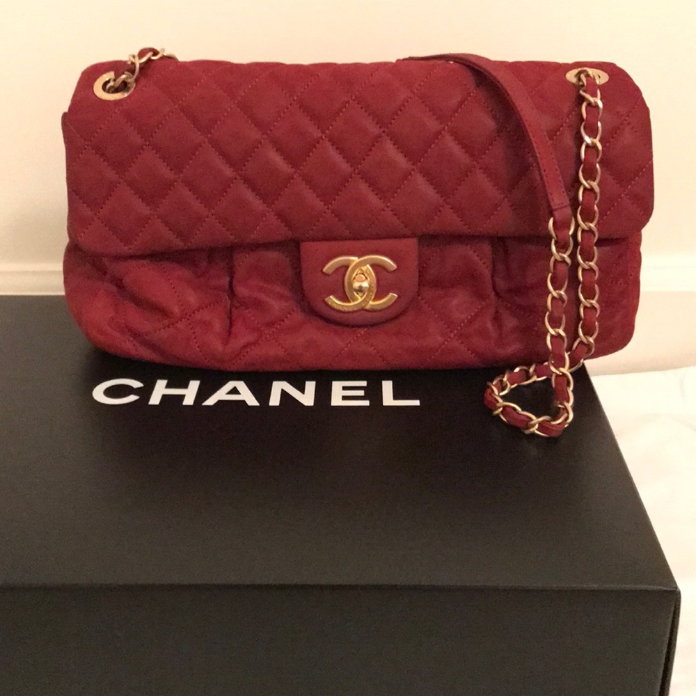 Rare Chanel Sac Rabat Lambskin leather flap bag
